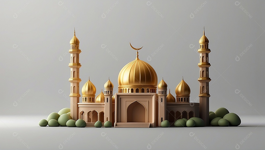 Padrão ramadan 3d mesquita islâmica fundo claro