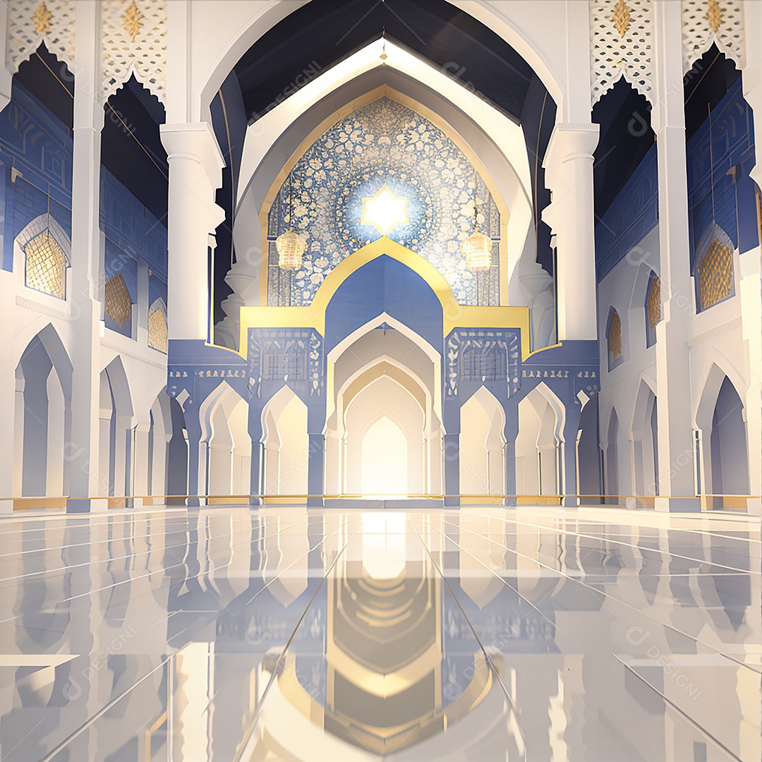 Padrão ramadan 3d mesquita islâmica fundo claro