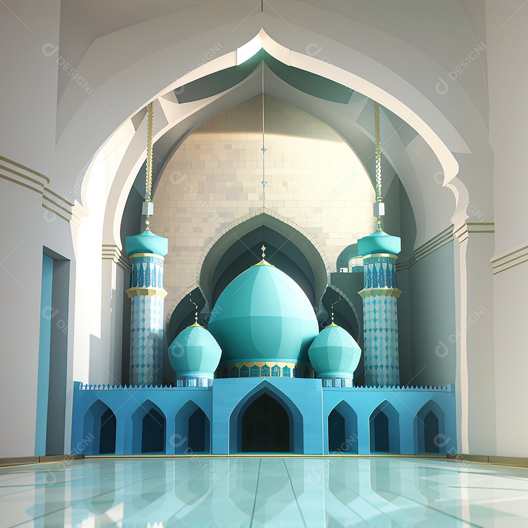 Padrão ramadan 3d mesquita islâmica fundo claro