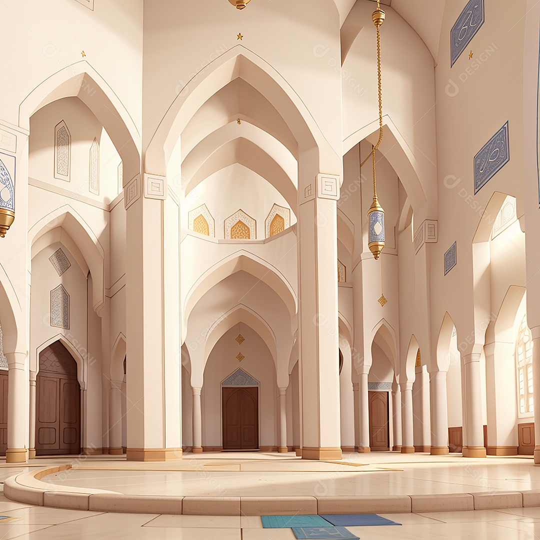 Padrão ramadan 3d mesquita islâmica fundo claro