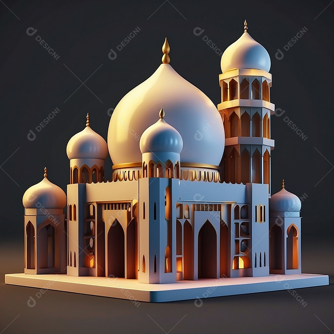 Padrão ramadan 3d mesquita islâmica fundo claro
