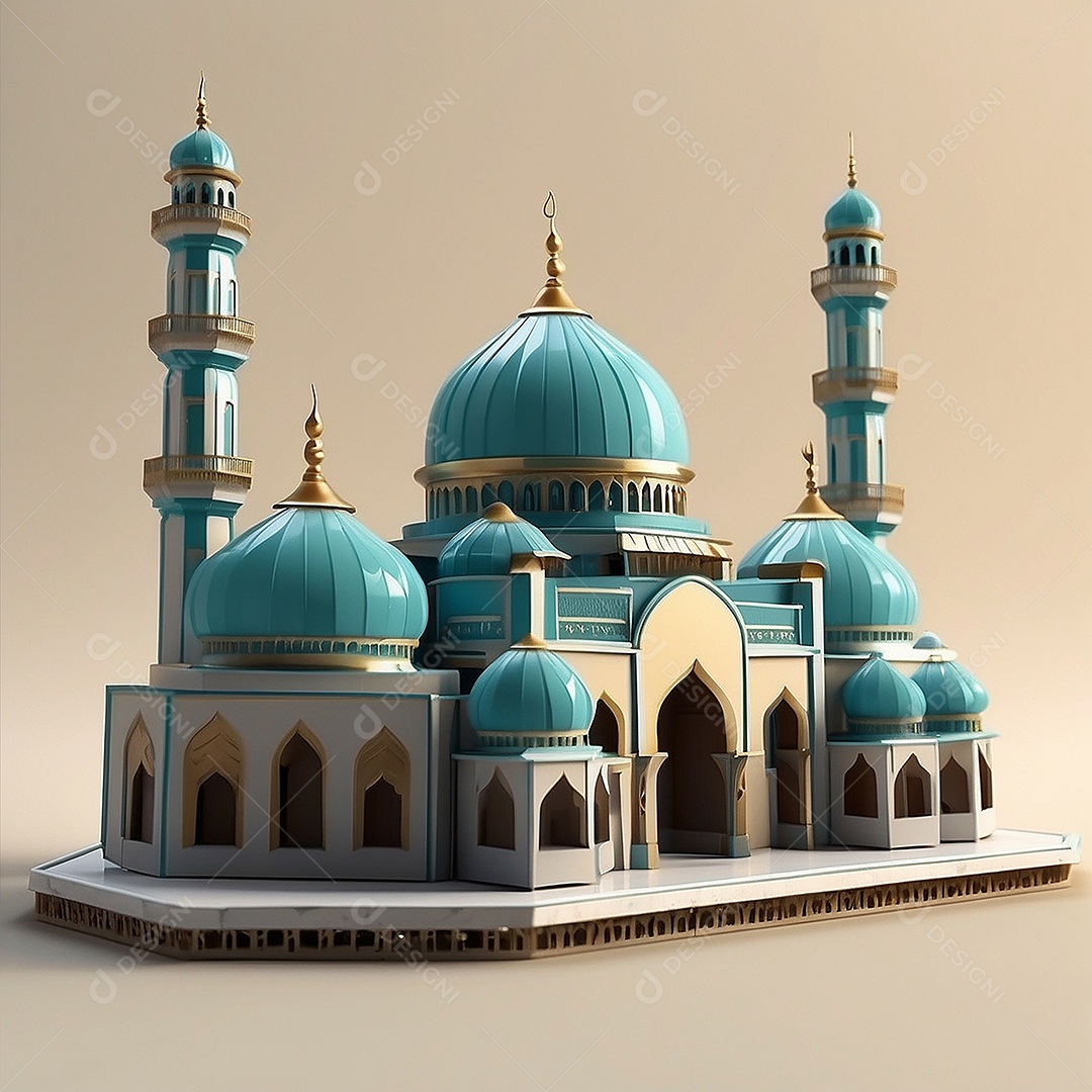 Padrão ramadan 3d mesquita islâmica fundo claro