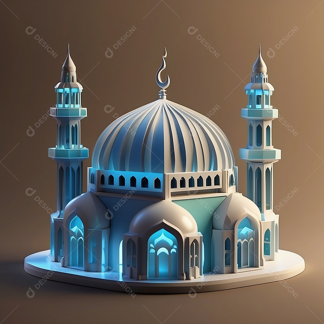 Padrão ramadan 3d mesquita islâmica fundo claro