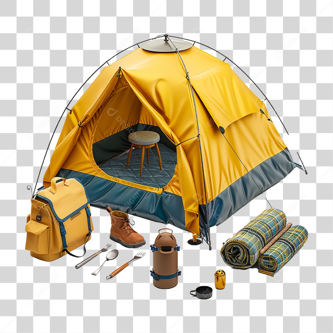 Conjunto de Itens para Acampar PNG Transparente