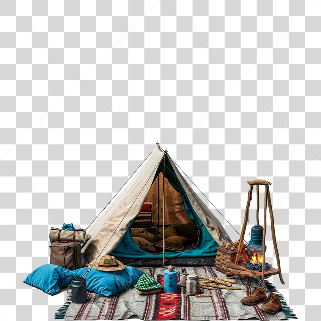 Conjunto de Itens para Acampar PNG Transparente