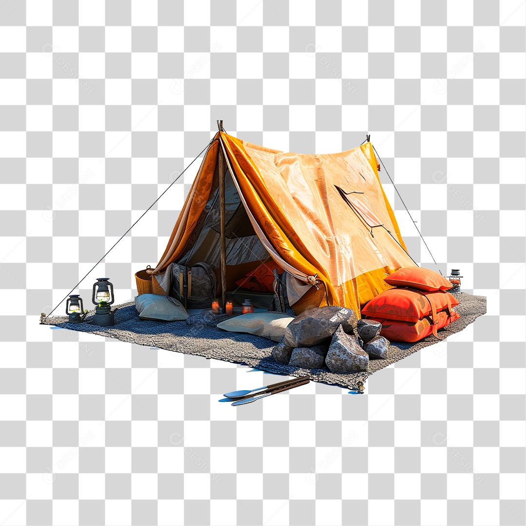 Conjunto de Itens para Acampar PNG Transparente