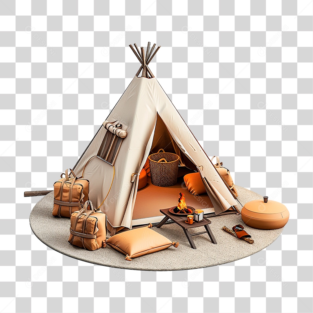 Conjunto de Itens para Acampar PNG Transparente