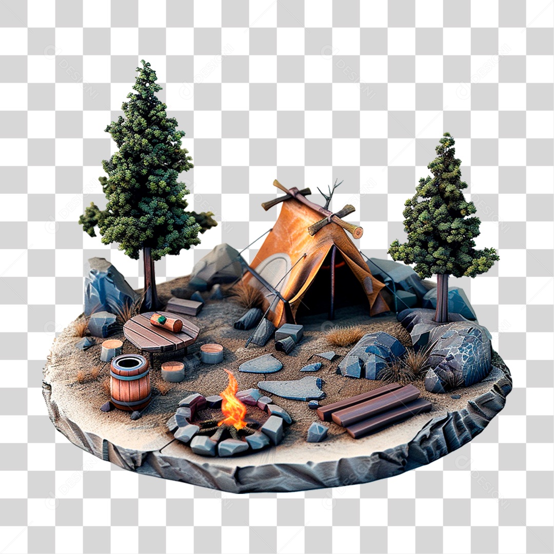 Conjunto de Itens para Acampar PNG Transparente