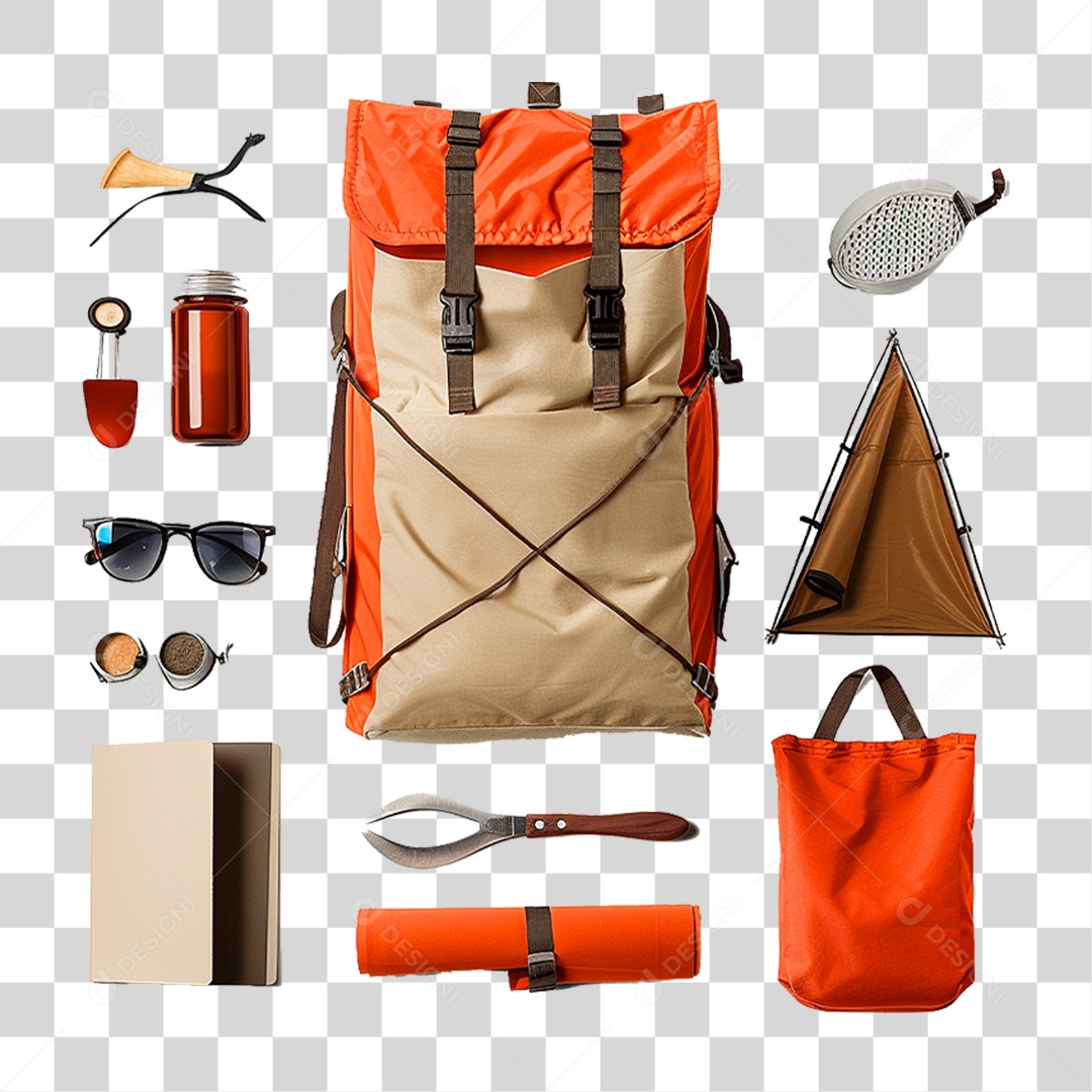 Conjunto de Itens para Acampar PNG Transparente
