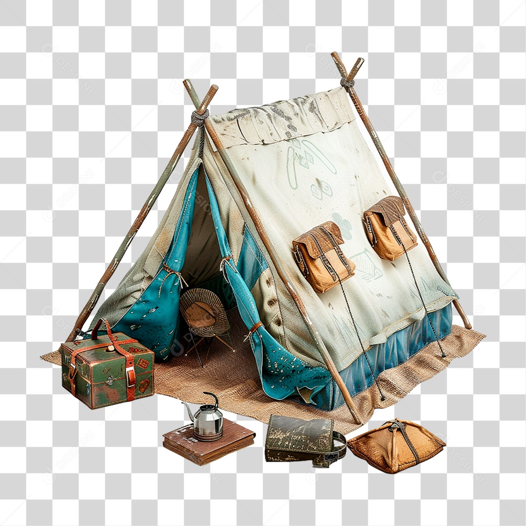 Conjunto de Itens para Acampar PNG Transparente