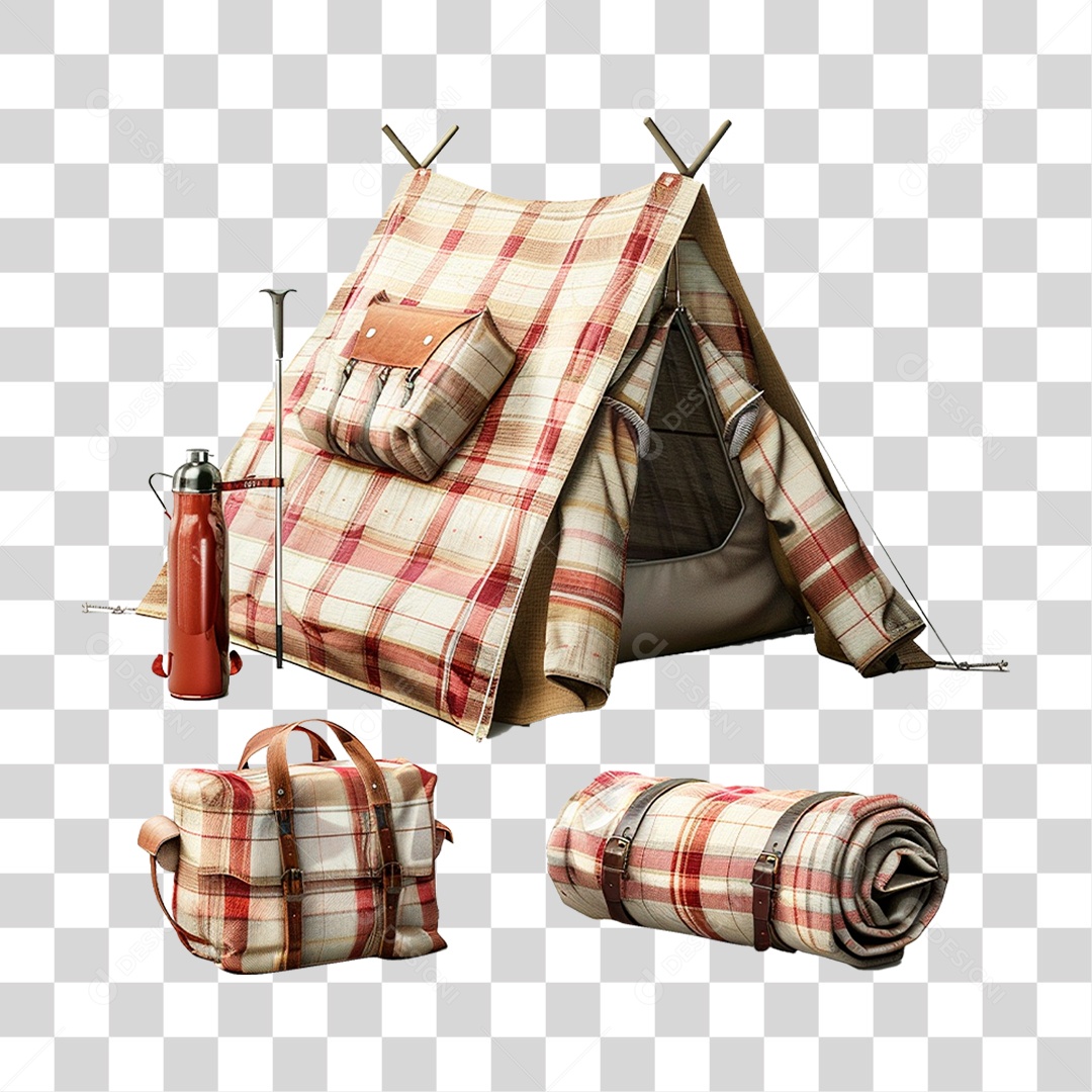 Conjunto de Itens para Acampar PNG Transparente