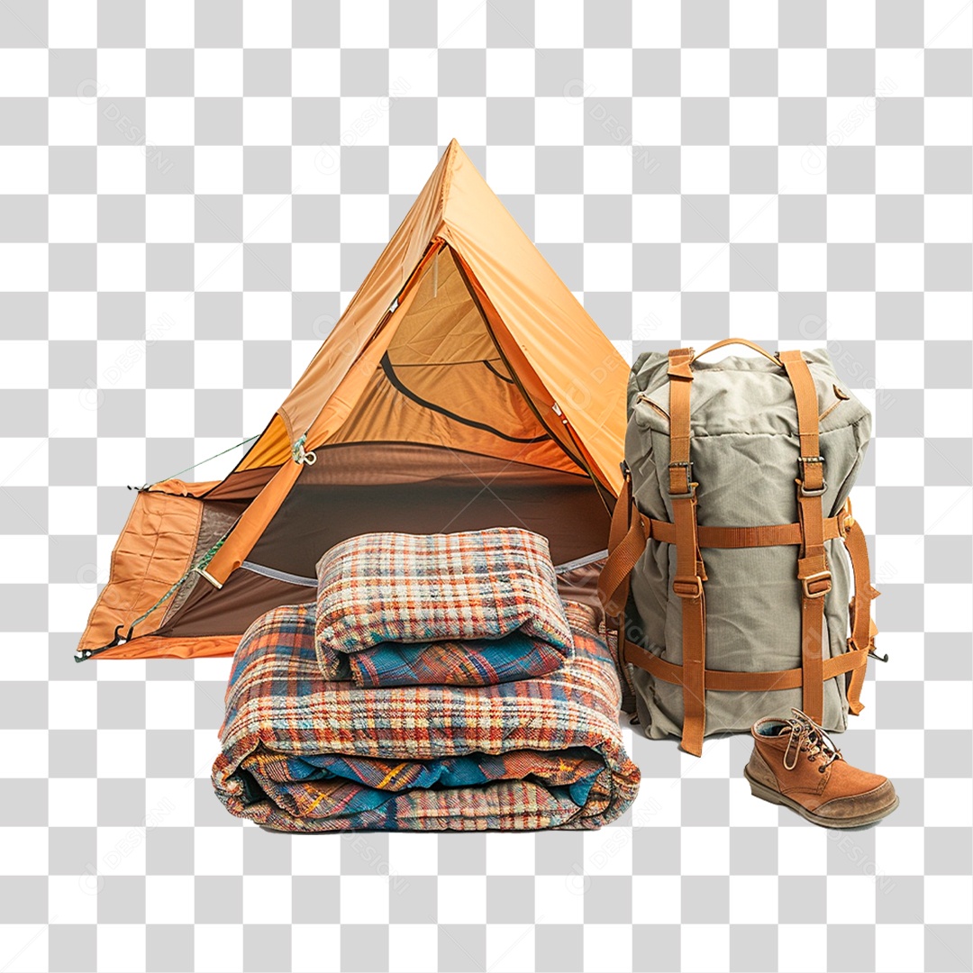 Conjunto de Itens para Acampar PNG Transparente