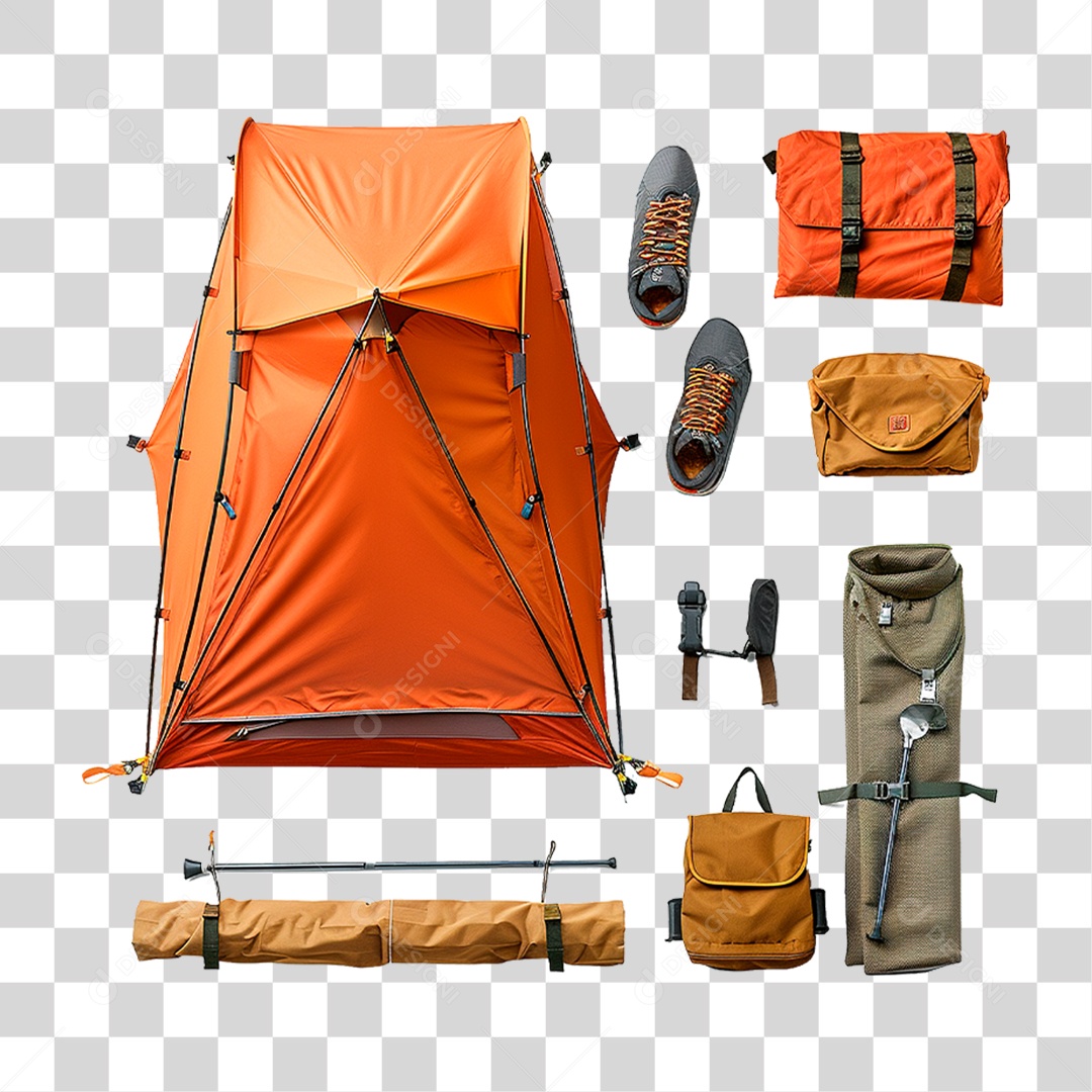 Conjunto de Itens para Acampar PNG Transparente