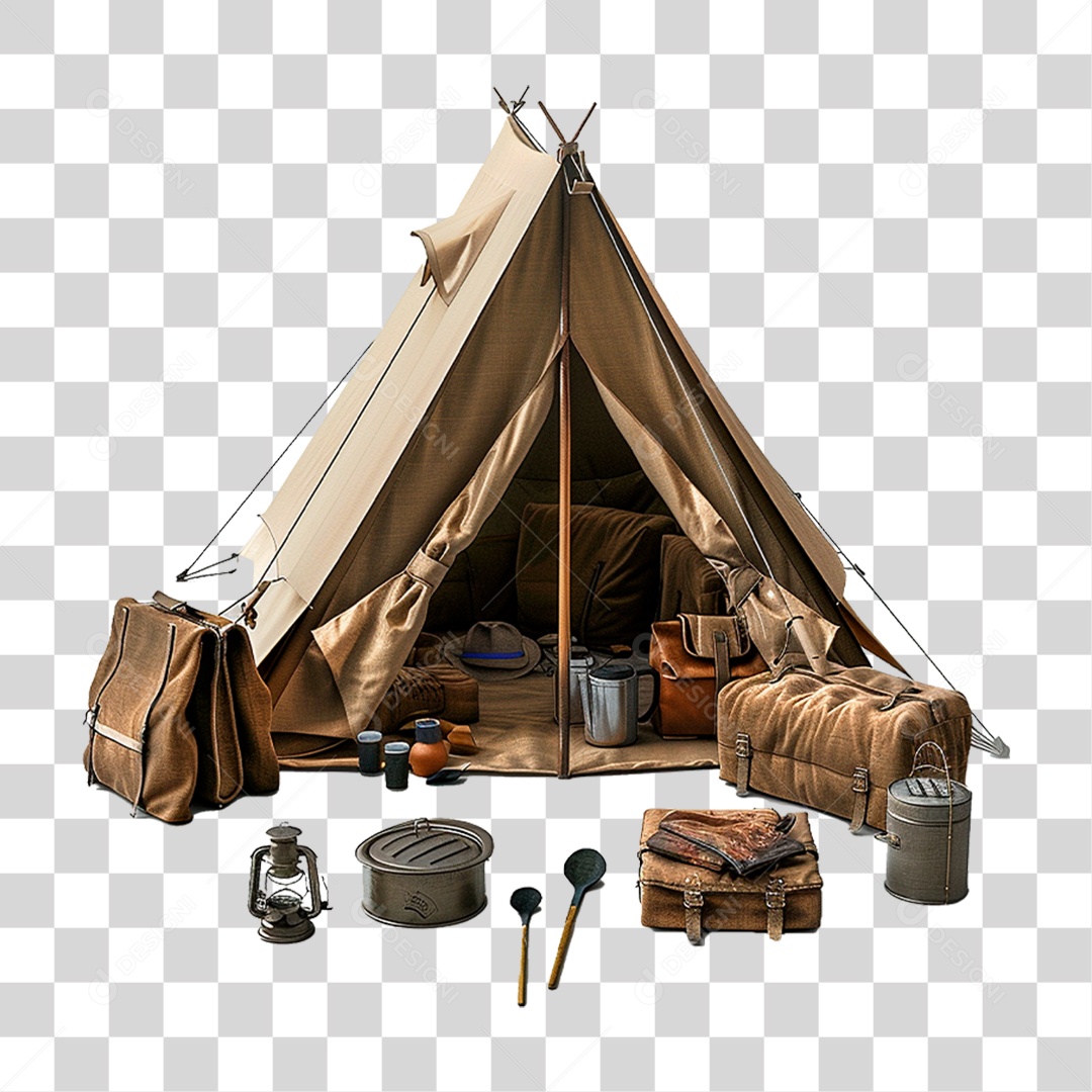 Conjunto de Itens para Acampar PNG Transparente