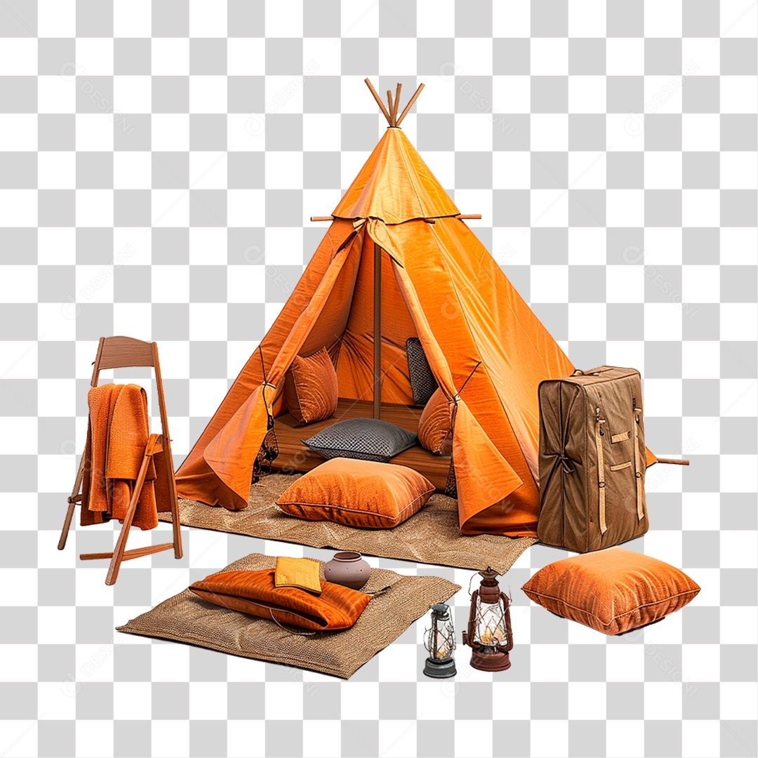 Conjunto de Itens para Acampar PNG Transparente