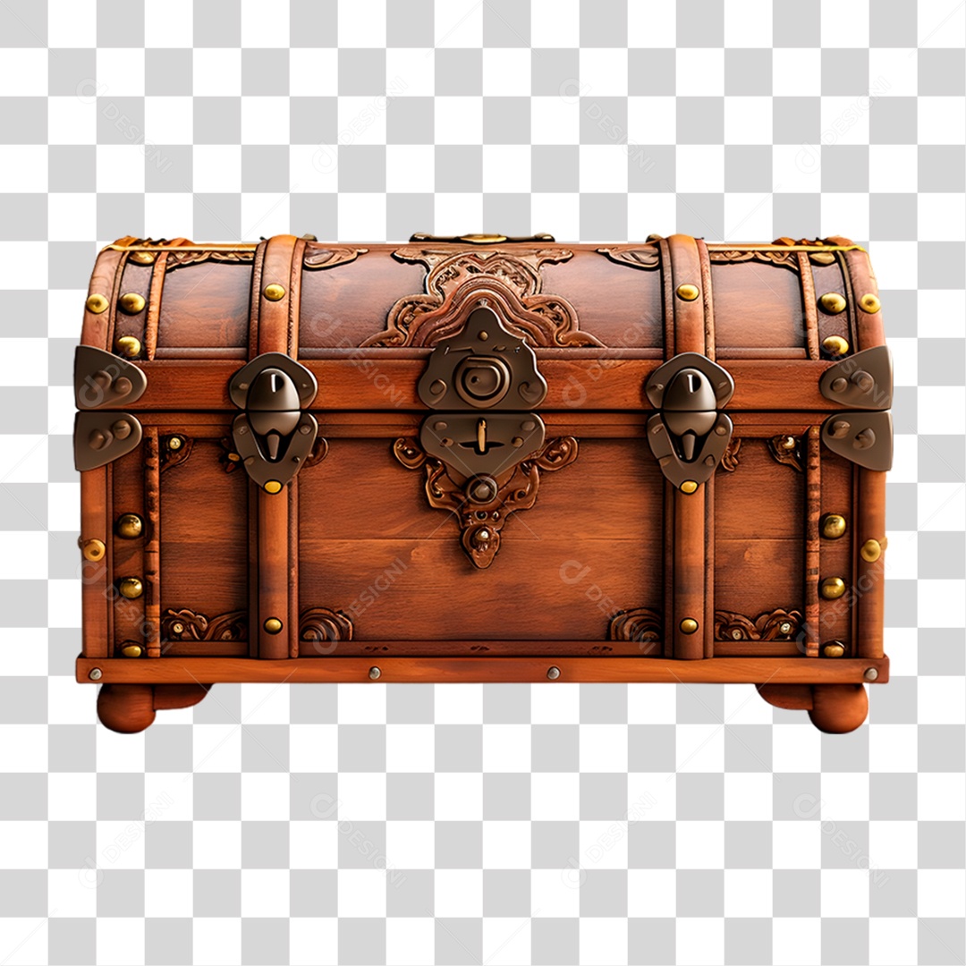Baú de Madeira PNG Transparente