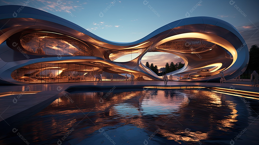 Ilustração da arquitetura futurista moderna