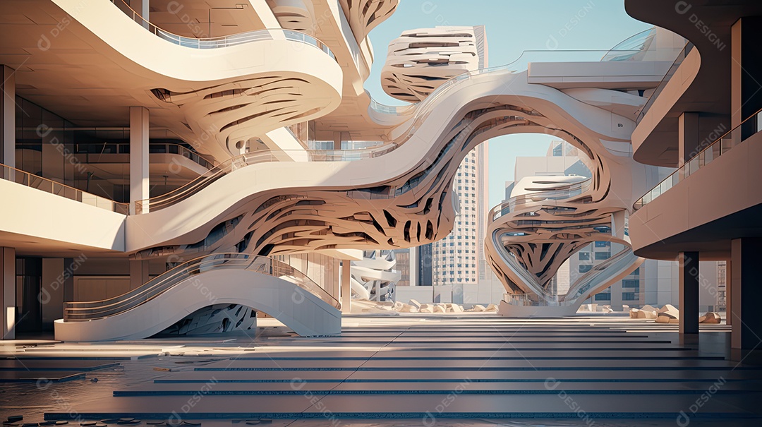 Ilustração da arquitetura futurista moderna