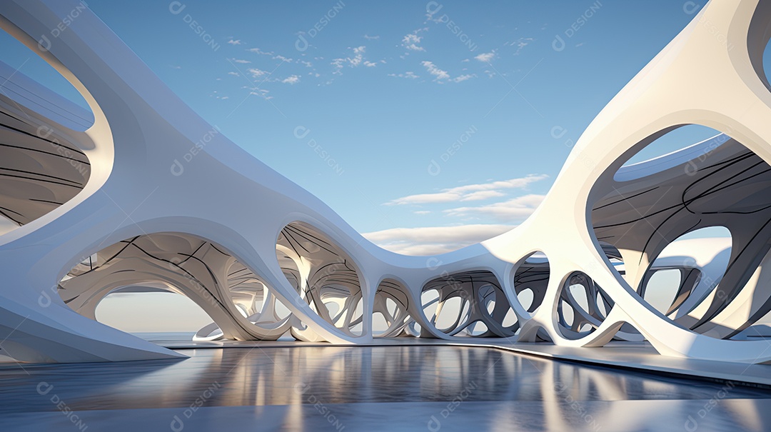 Ilustração da arquitetura futurista moderna