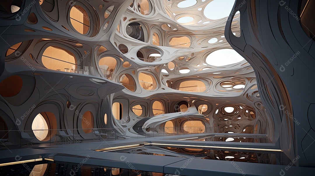 Ilustração da arquitetura futurista moderna