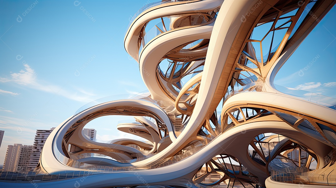 Ilustração da arquitetura futurista moderna