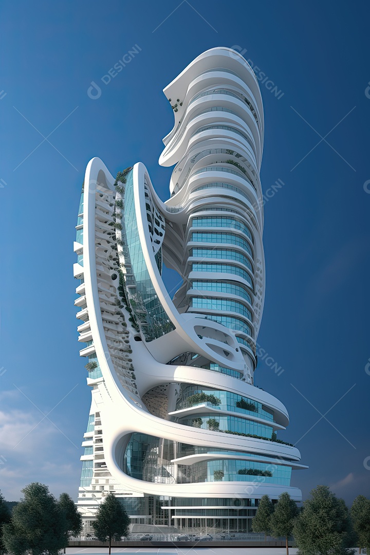 Designer futurista de um edíficio moderno