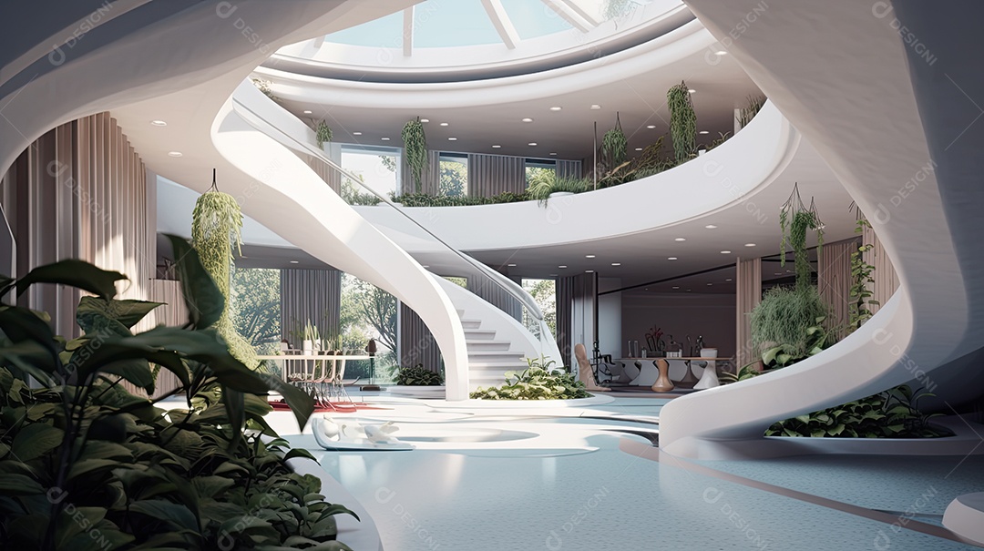 Ilustração da arquitetura futurista moderna