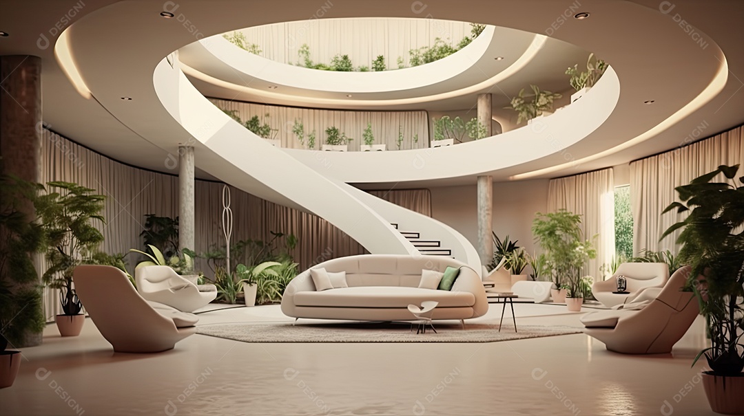 Ilustração da arquitetura futurista moderna