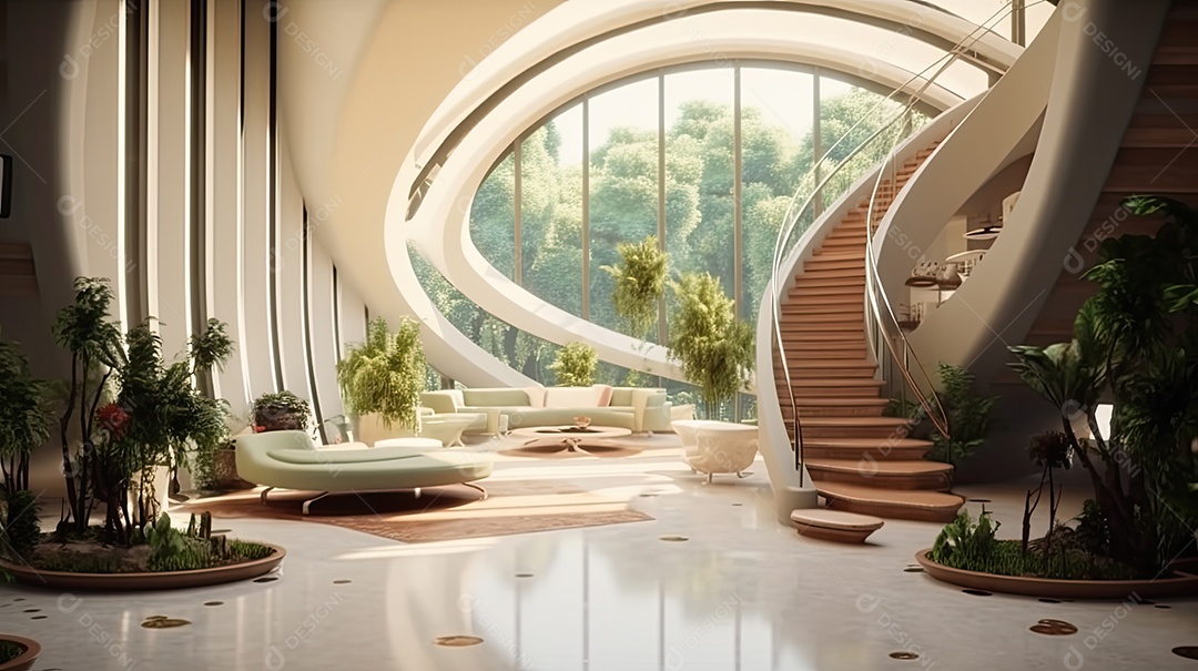 Designe de escada em uma linda casa moderna