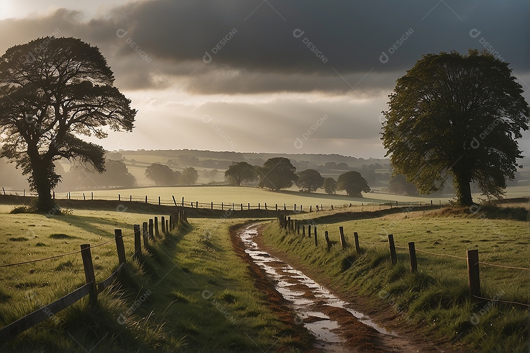Padrão, uma foto de um campo tranquilo com chuva