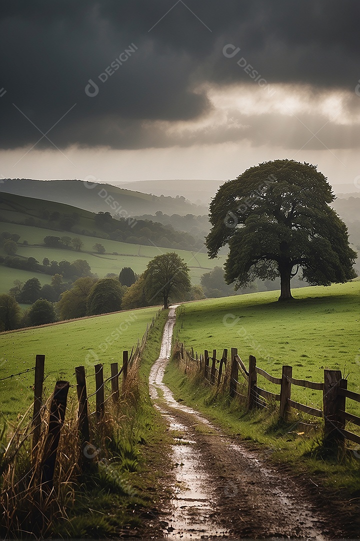 Padrão, uma foto de um campo tranquilo com chuva