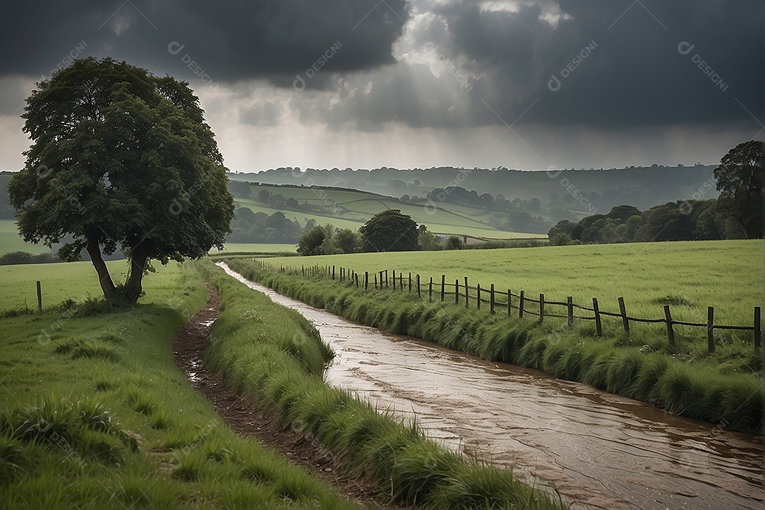 Padrão, uma foto de um campo tranquilo com chuva