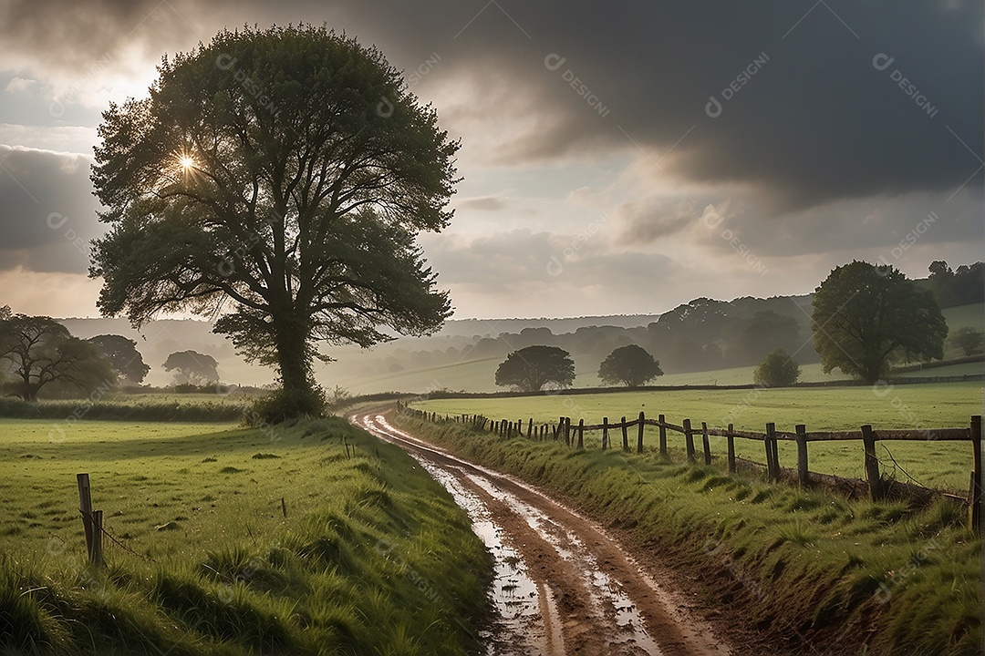 Padrão, uma foto de um campo tranquilo com chuva