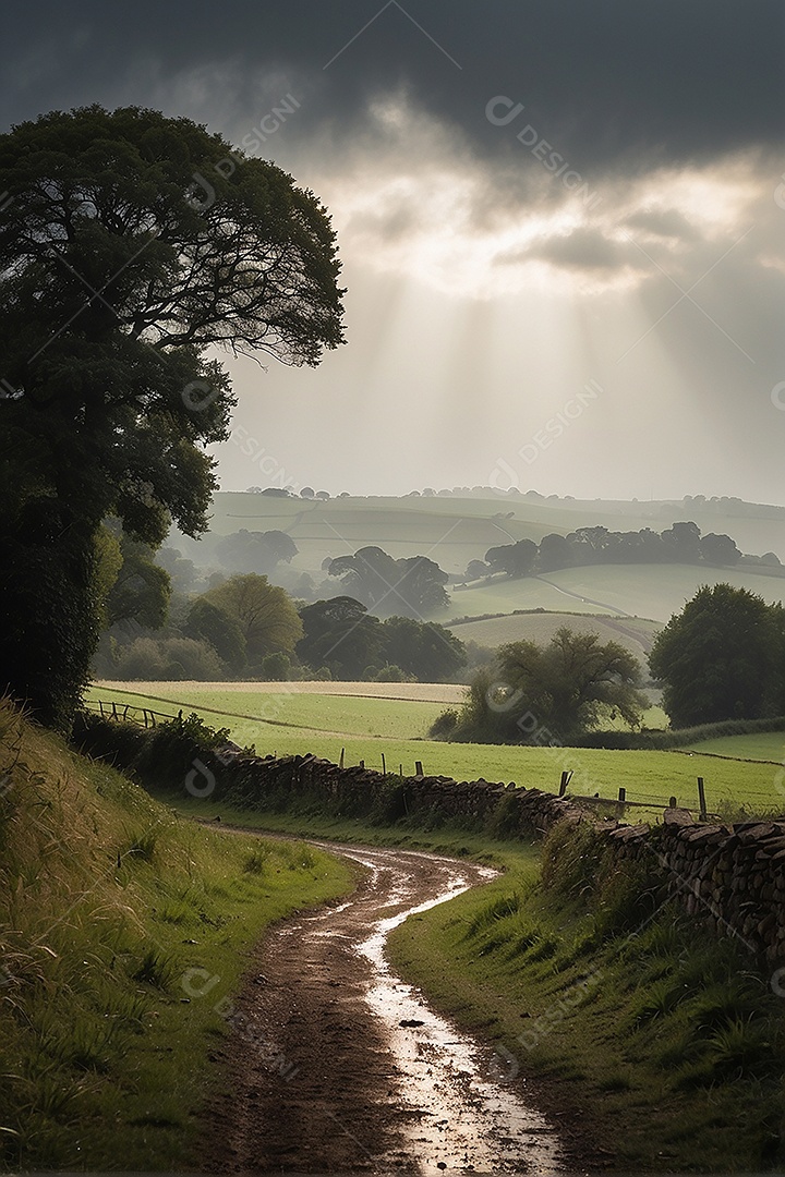 Padrão, uma foto de um campo tranquilo com chuva