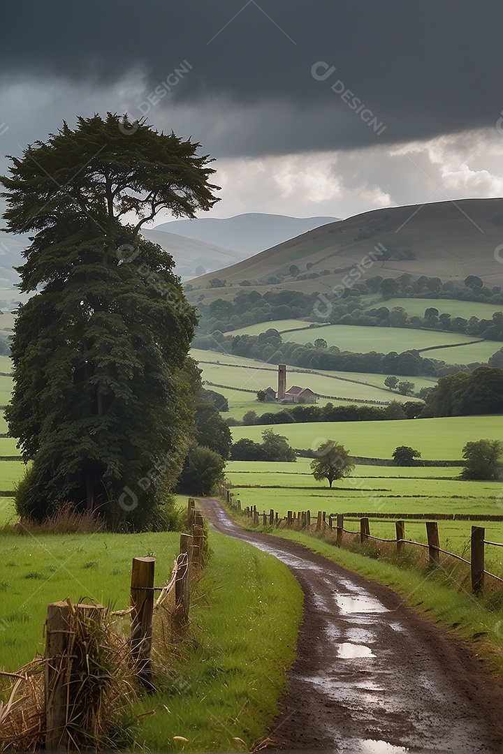 Padrão, uma foto de um campo tranquilo com chuva