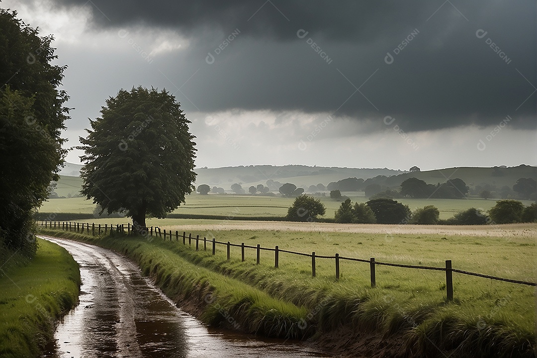 Padrão, uma foto de um campo tranquilo com chuva