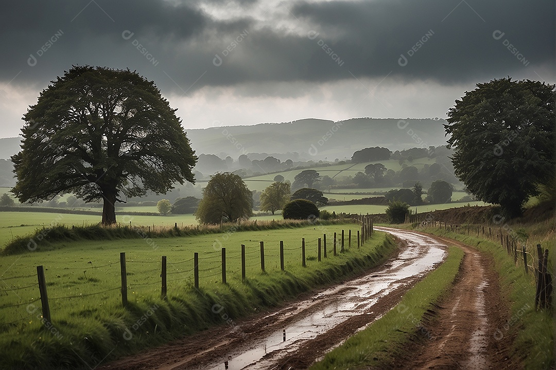 Padrão, uma foto de um campo tranquilo com chuva