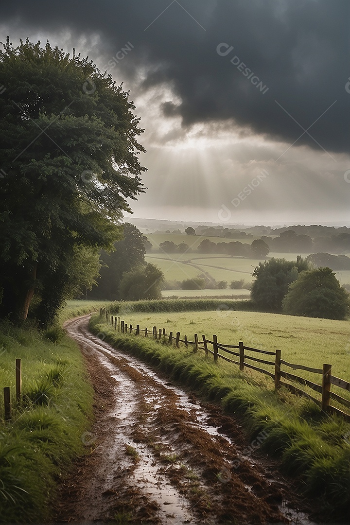 Padrão, uma foto de um campo tranquilo com chuva