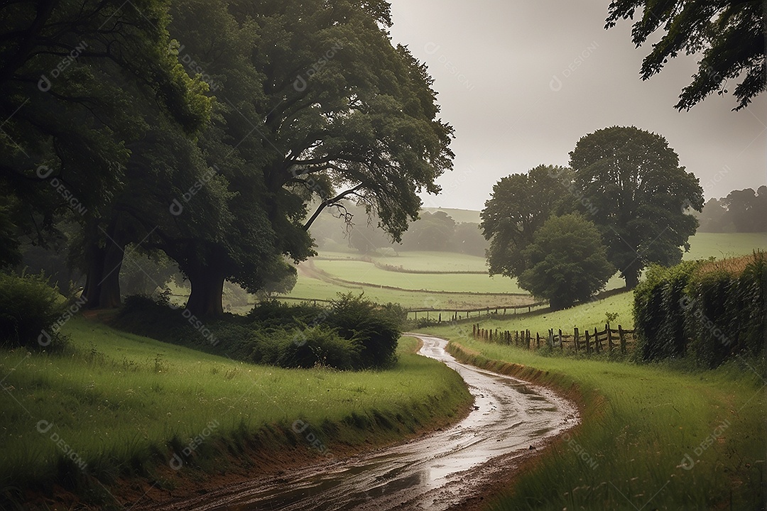 Padrão, uma foto de um campo tranquilo com chuva