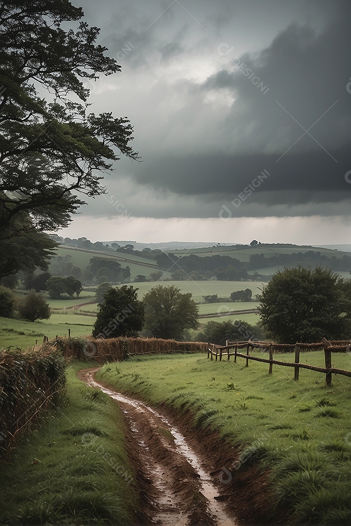 Padrão, uma foto de um campo tranquilo com chuva