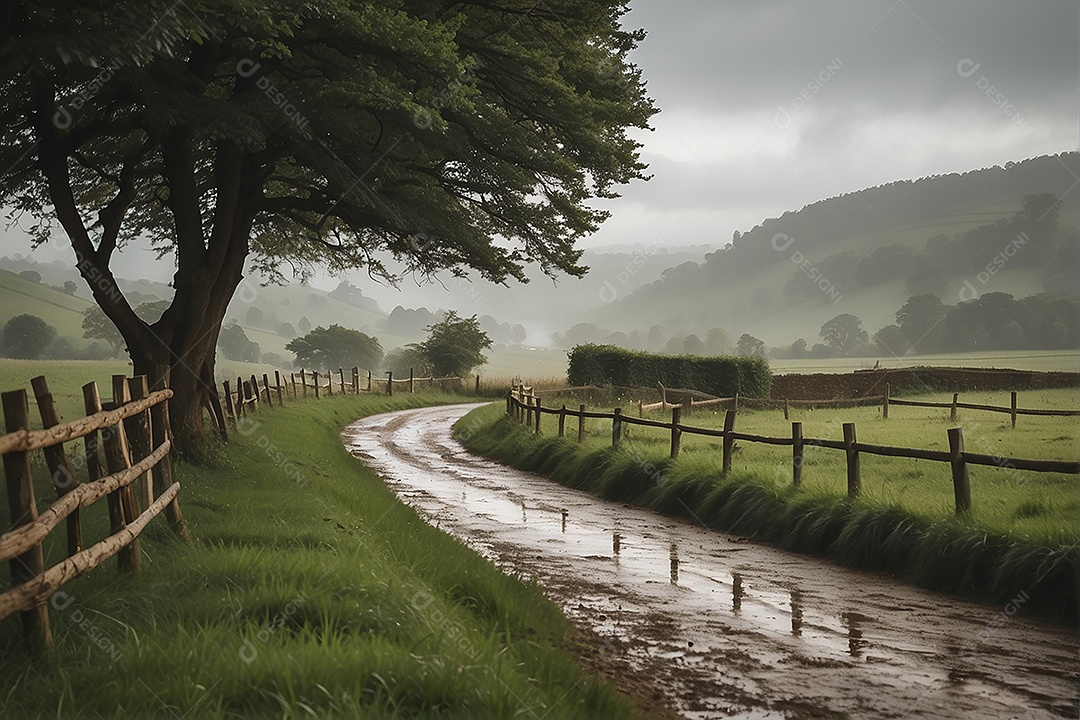 Padrão, uma foto de um campo tranquilo com chuva