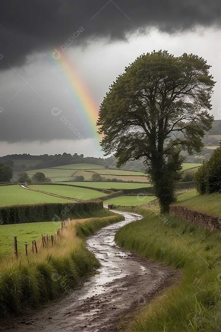 Padrão, uma foto de um campo tranquilo com chuva