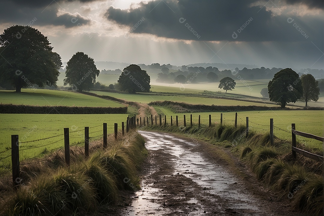 Padrão, uma foto de um campo tranquilo com chuva