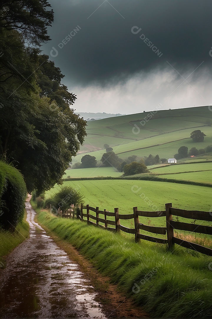 Padrão, uma foto de um campo tranquilo com chuva