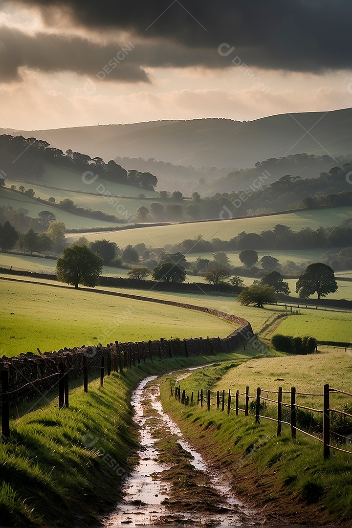 Padrão, uma foto de um campo tranquilo com chuva