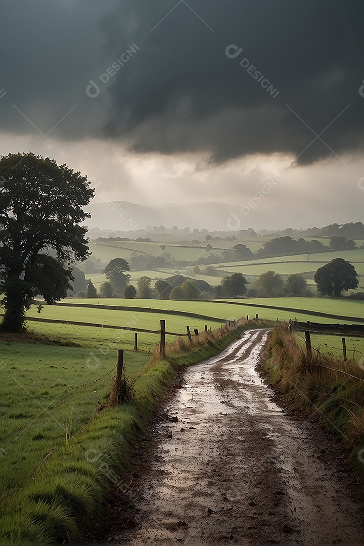 Padrão, uma foto de um campo tranquilo com chuva