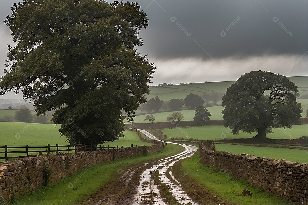 Padrão, uma foto de um campo tranquilo com chuva
