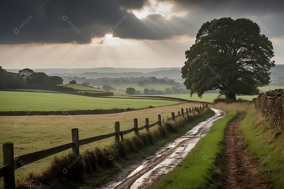 Padrão, uma foto de um campo tranquilo com chuva