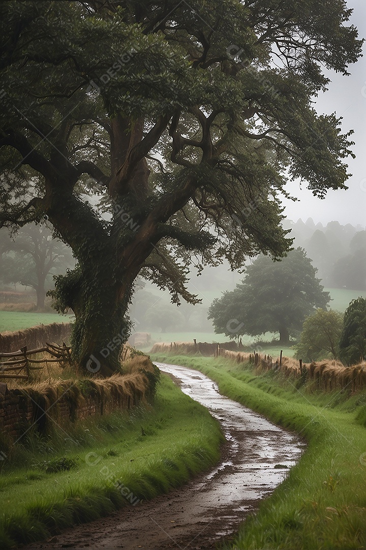 Padrão, uma foto de um campo tranquilo com chuva