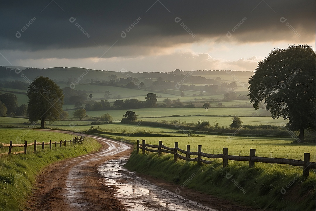 Padrão, uma foto de um campo tranquilo com chuva